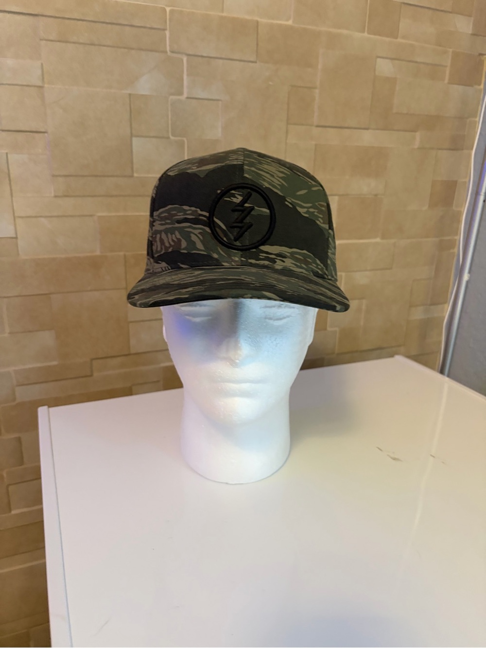 Alpha Camo Snapback Hat with Black Embroidered Logo